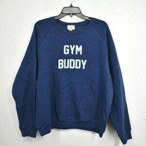 PST Womens Navy Blue Crewneck Long Sleeves Gym Buddy Reversible Sweater